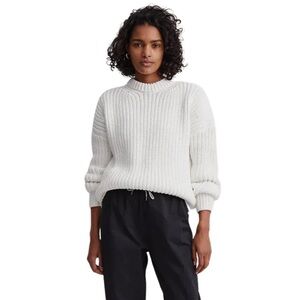 Varley Ivory Ribbed Crew Neck Sweater